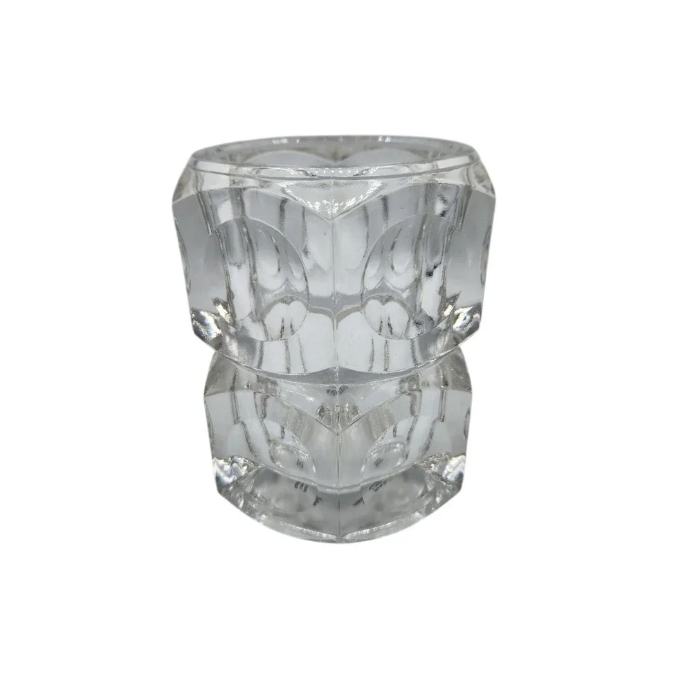 Vintage Elements Clear Heavy Glass Pillar Candle Holder‎ Czech Republic